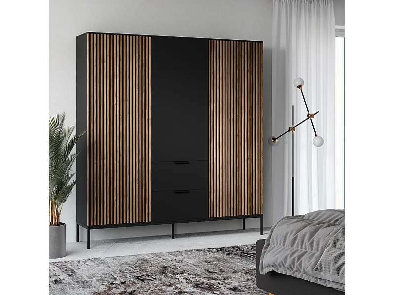 Kleiderschrank Noville (185cm)/Braun&Schwarz