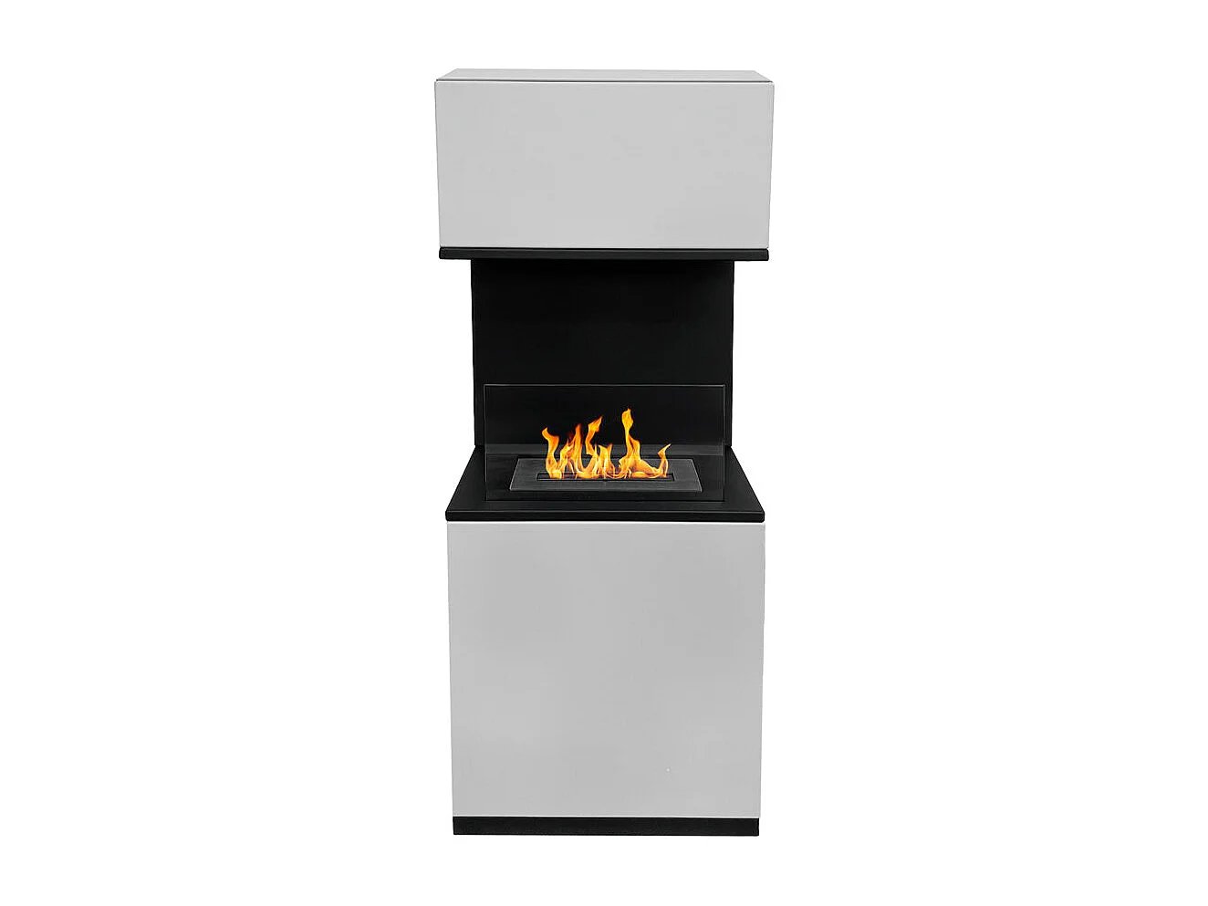 Chimenea de bioetanol de suelo Oslo en acero blanco L38xP38xH100