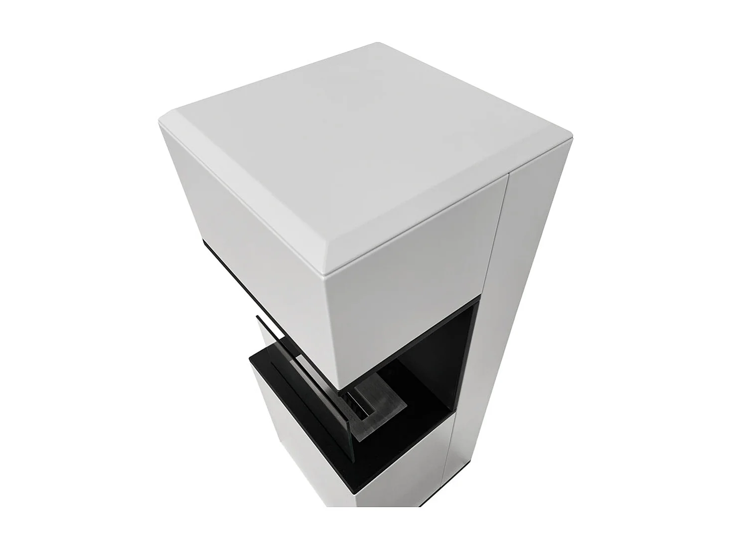 Chimenea de bioetanol de suelo Oslo en acero blanco L38xP38xH100