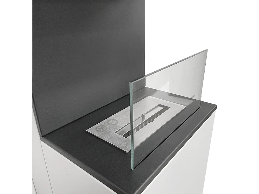 Cheminée au bioéthanol Oslo biocheminée au sol en acier blanc L38xP38xH100