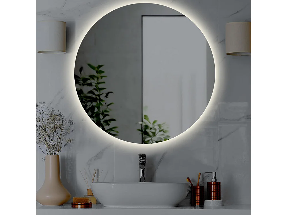 Divina Home -  Runder Badezimmerspiegel mit Hintergrundbeleuchtung d. 80 LUNA Hergestellt in Italien