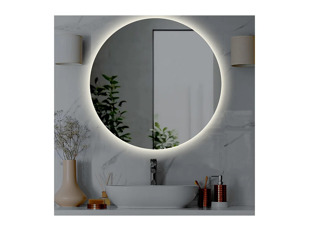 Miroir de salle de bain rond rétroéclairé d. 80 LUNA Fabriqué en Italie