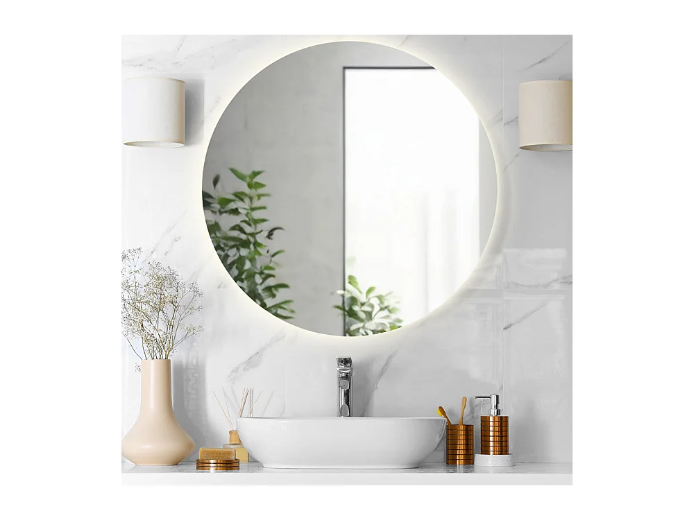 Miroir de salle de bain rond rétroéclairé d. 90 LUNA Fabriqué en Italie