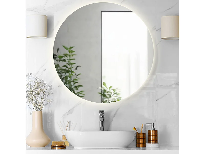 Miroir de salle de bain rond rétroéclairé d. 90 LUNA Fabriqué en Italie