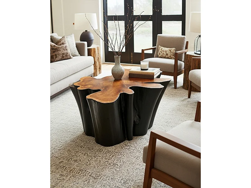 Timberly - Table basse tronc d'arbre massif