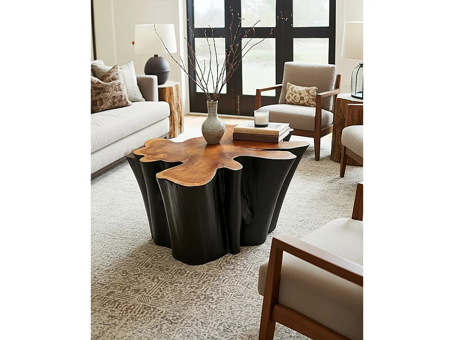 Timberly - Table basse tronc d'arbre massif