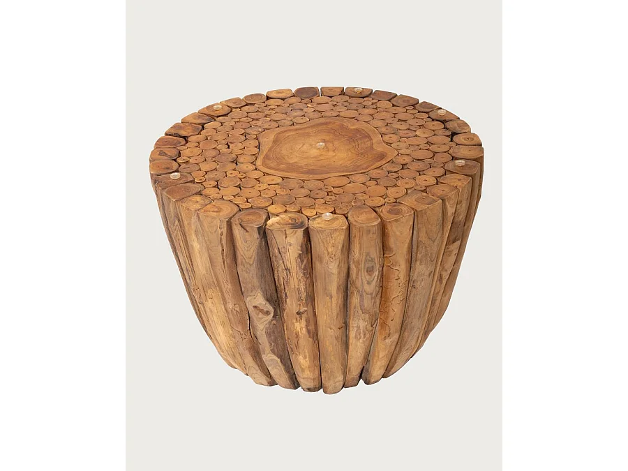 Woodle - Table Basse en Bois Massif avec Plateau en Verre