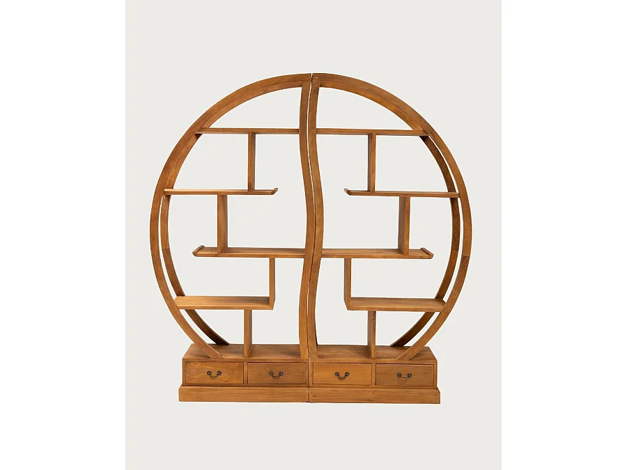 Yin Yang - Bibliothèque en bois massif de teck