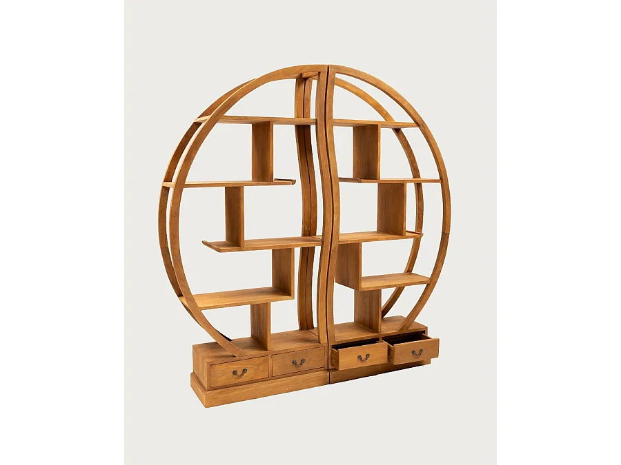 Yin Yang - Bibliothèque en bois massif de teck