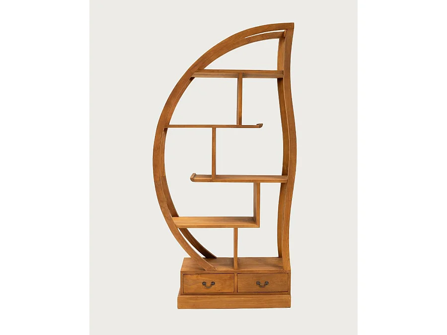 Yin Yang - Bibliothèque en bois massif de teck