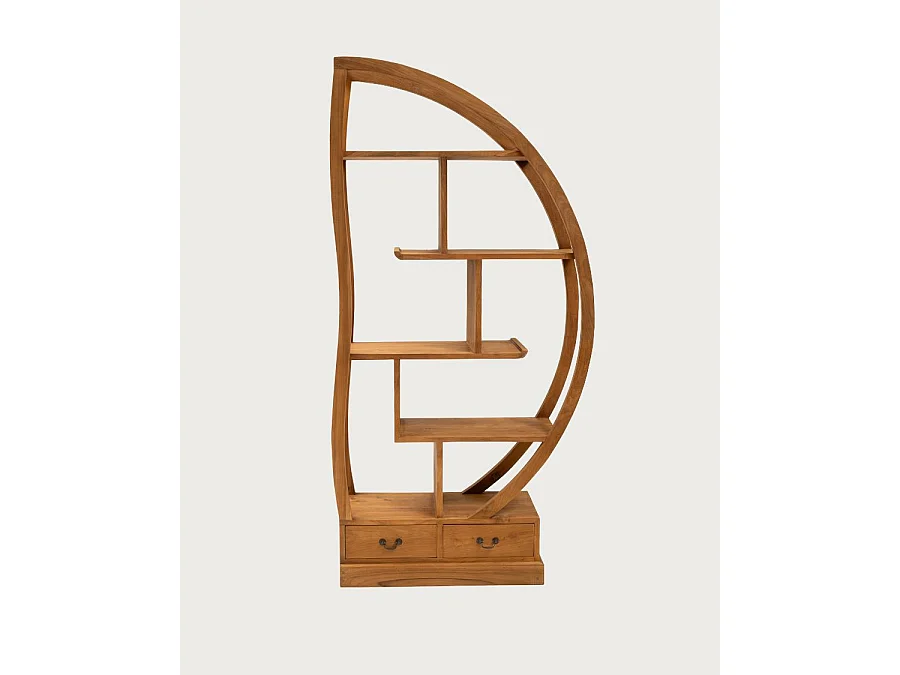 Yin Yang - Bibliothèque en bois massif de teck