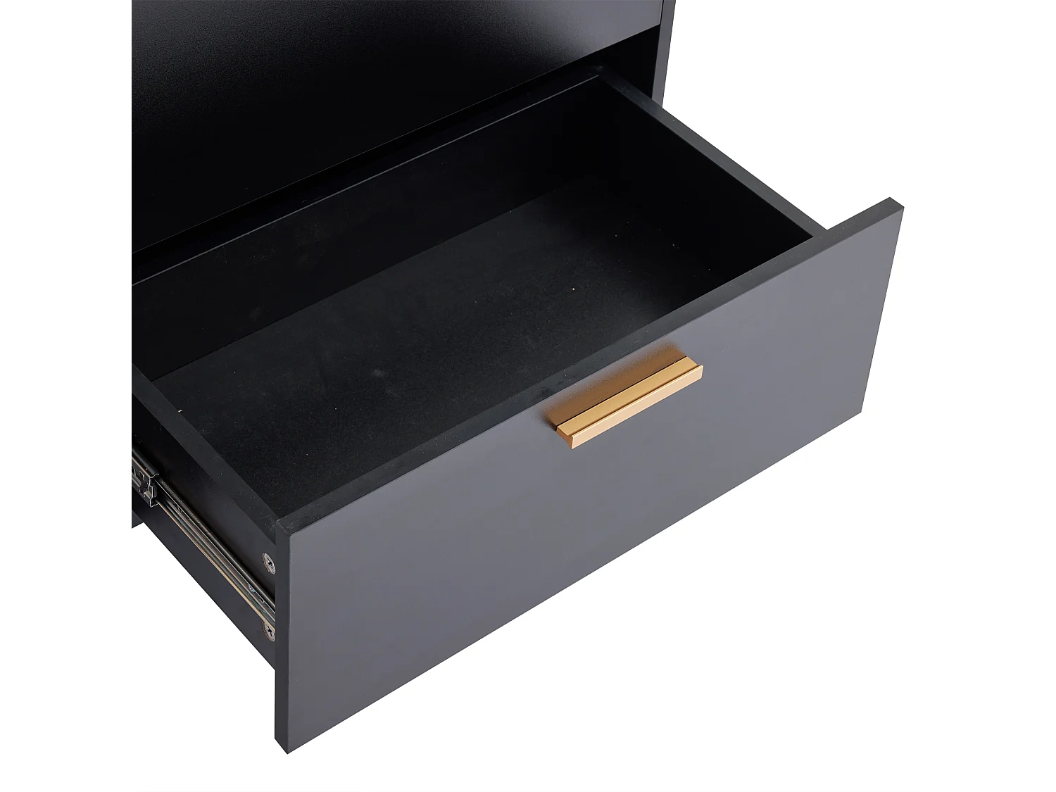 Sideboard 160x40x87cm - mit 2 Rattantüren und 3 Schubladen - Schwarz