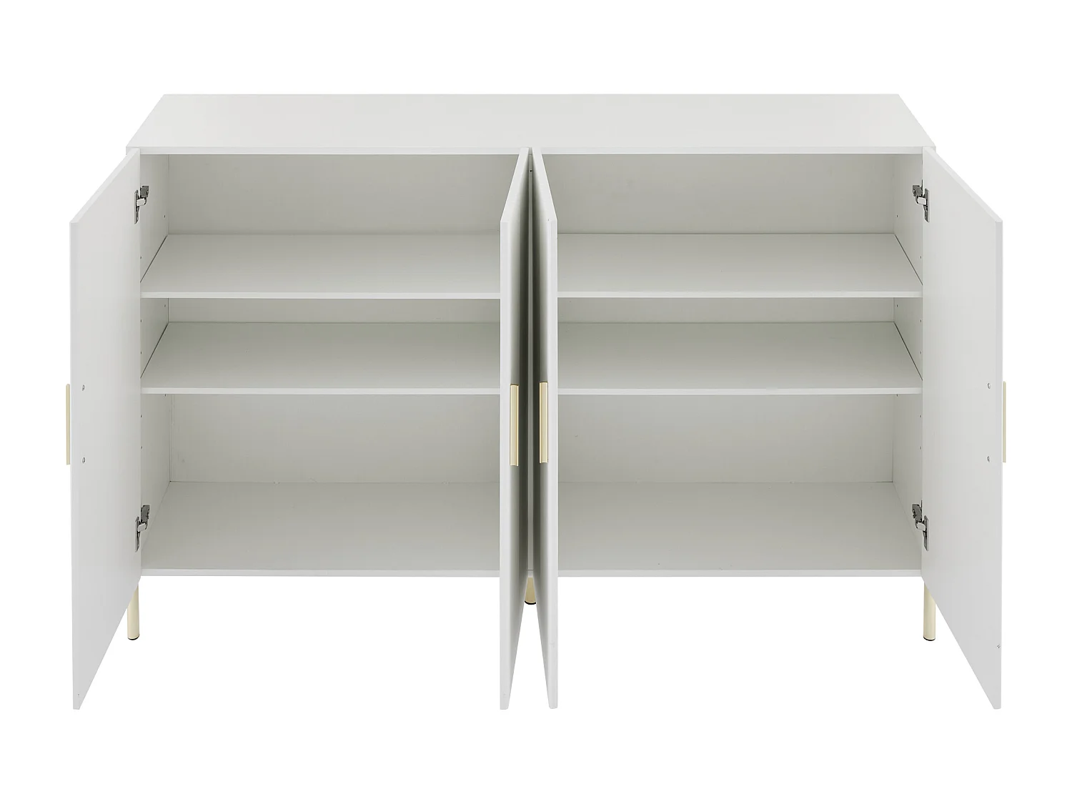 Buffet 160x35x100cm - 4 portes - en panneaux de particules - Blanc