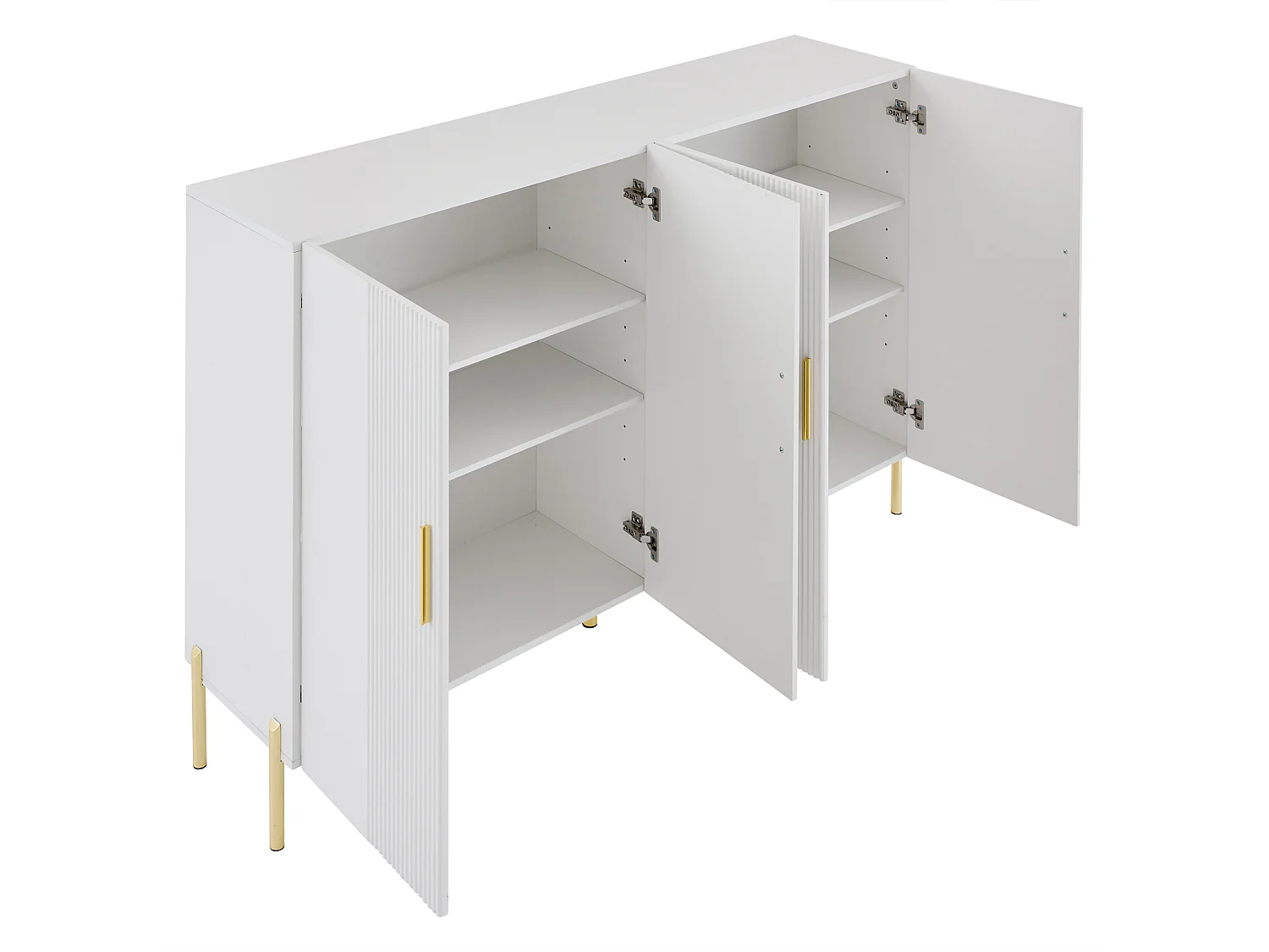 Buffet 160x35x100cm - 4 portes - en panneaux de particules - Blanc