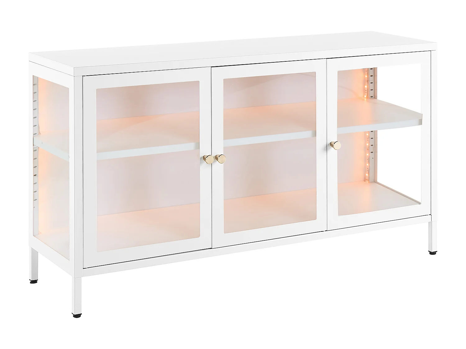 Glazen vitrinekast LED NEWPORT Metaal 115 cm Wit