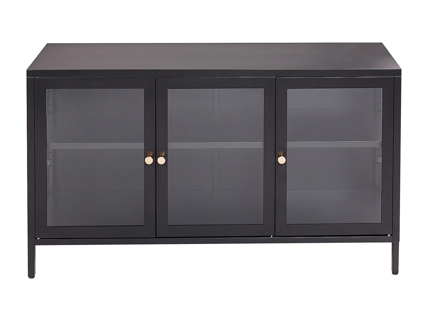 Glazen vitrinekast LED NEWPORT Metaal 115 cm Zwart