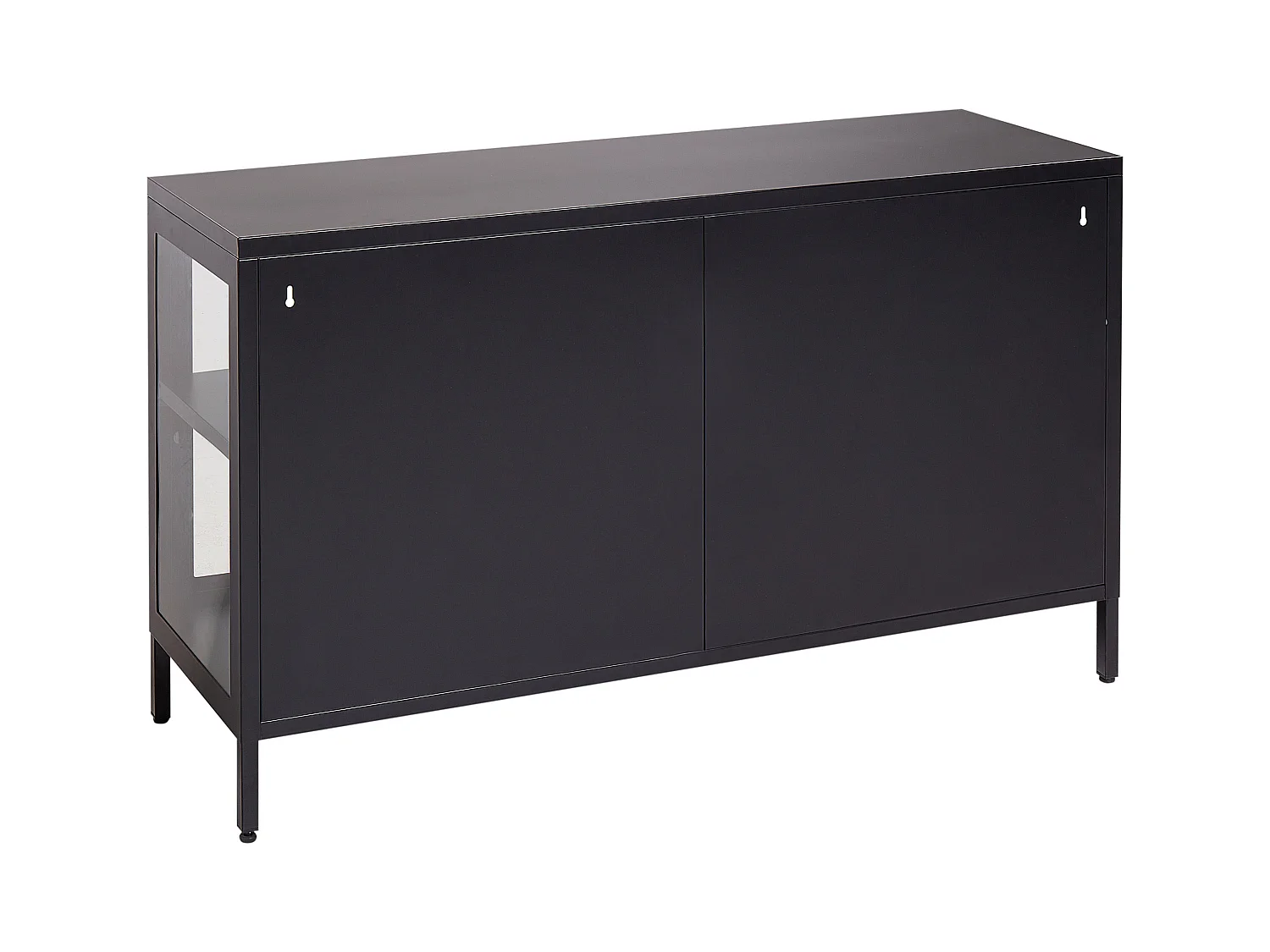 Buffet avec vitrine en verre LED NEWPORT Métal 115 cm Noir
