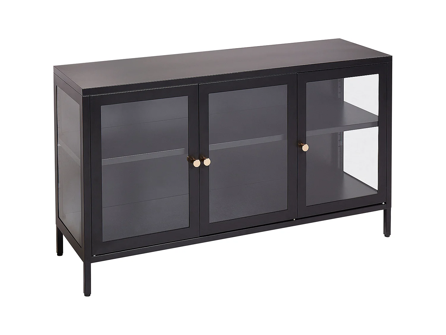 Buffet avec vitrine en verre LED NEWPORT Métal 115 cm Noir