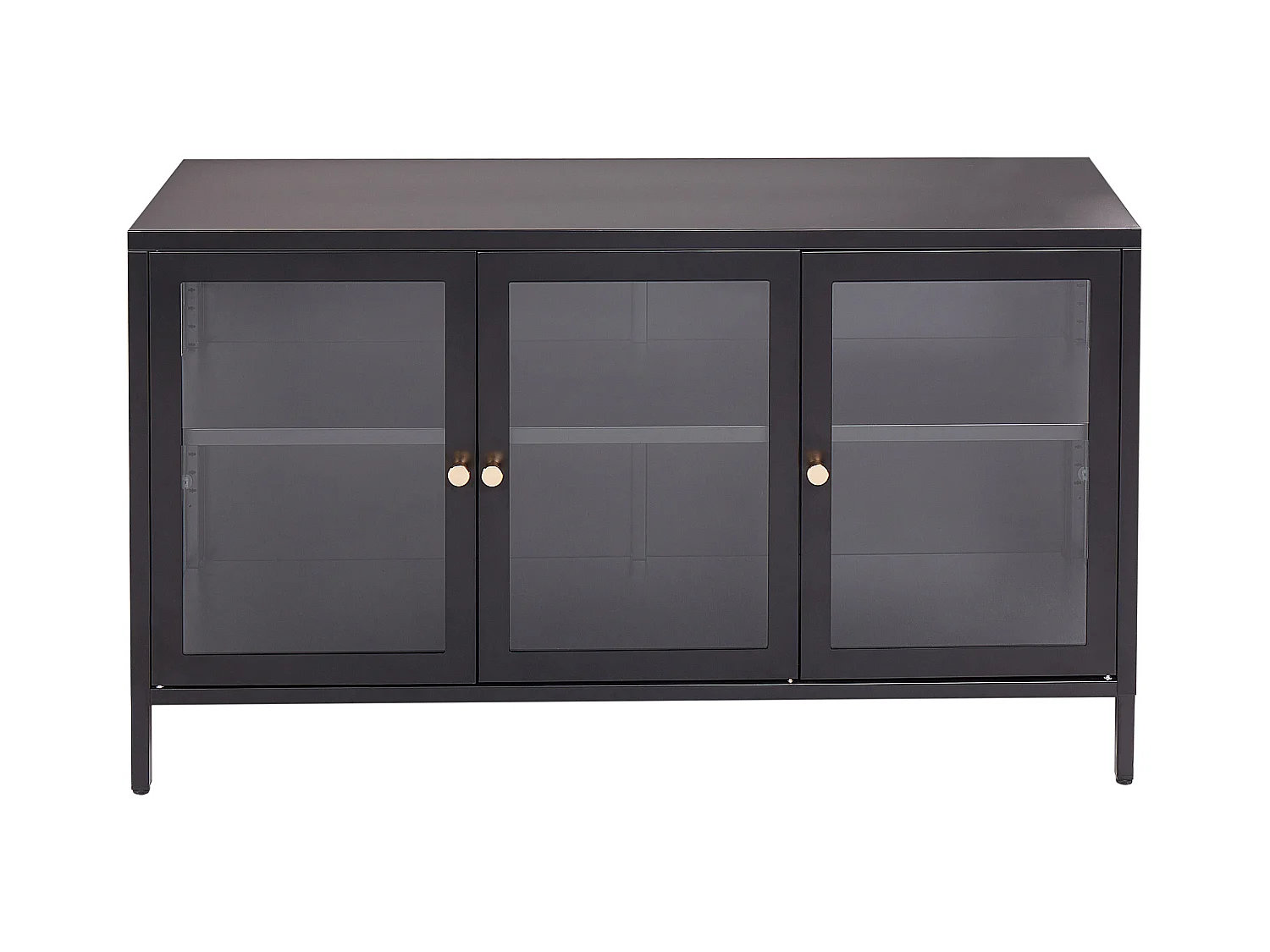 Buffet avec vitrine en verre LED NEWPORT Métal 115 cm Noir