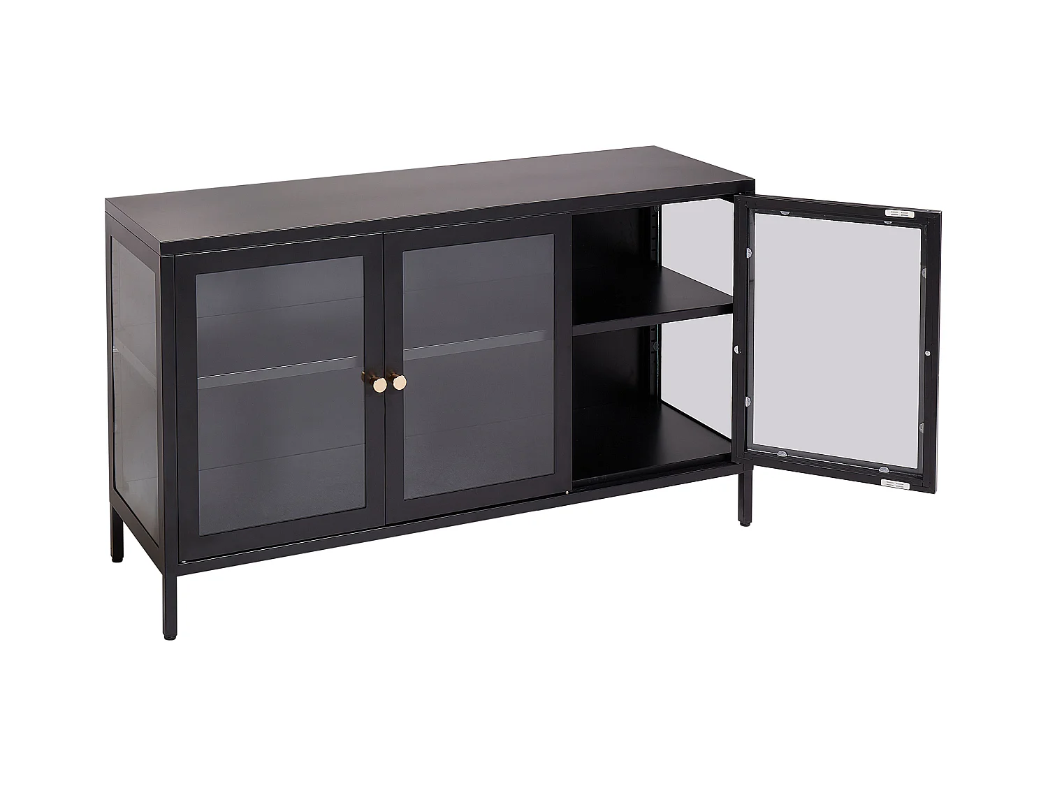 Buffet avec vitrine en verre LED NEWPORT Métal 115 cm Noir