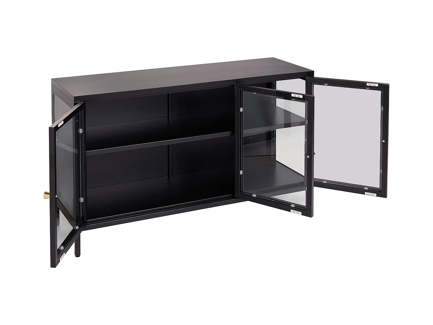 Buffet avec vitrine en verre LED NEWPORT Métal 115 cm Noir