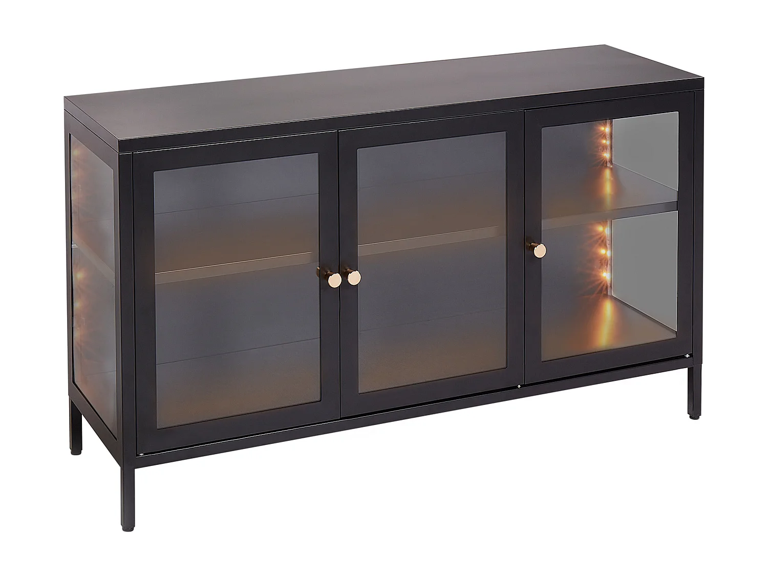 Buffet avec vitrine en verre LED NEWPORT Métal 115 cm Noir