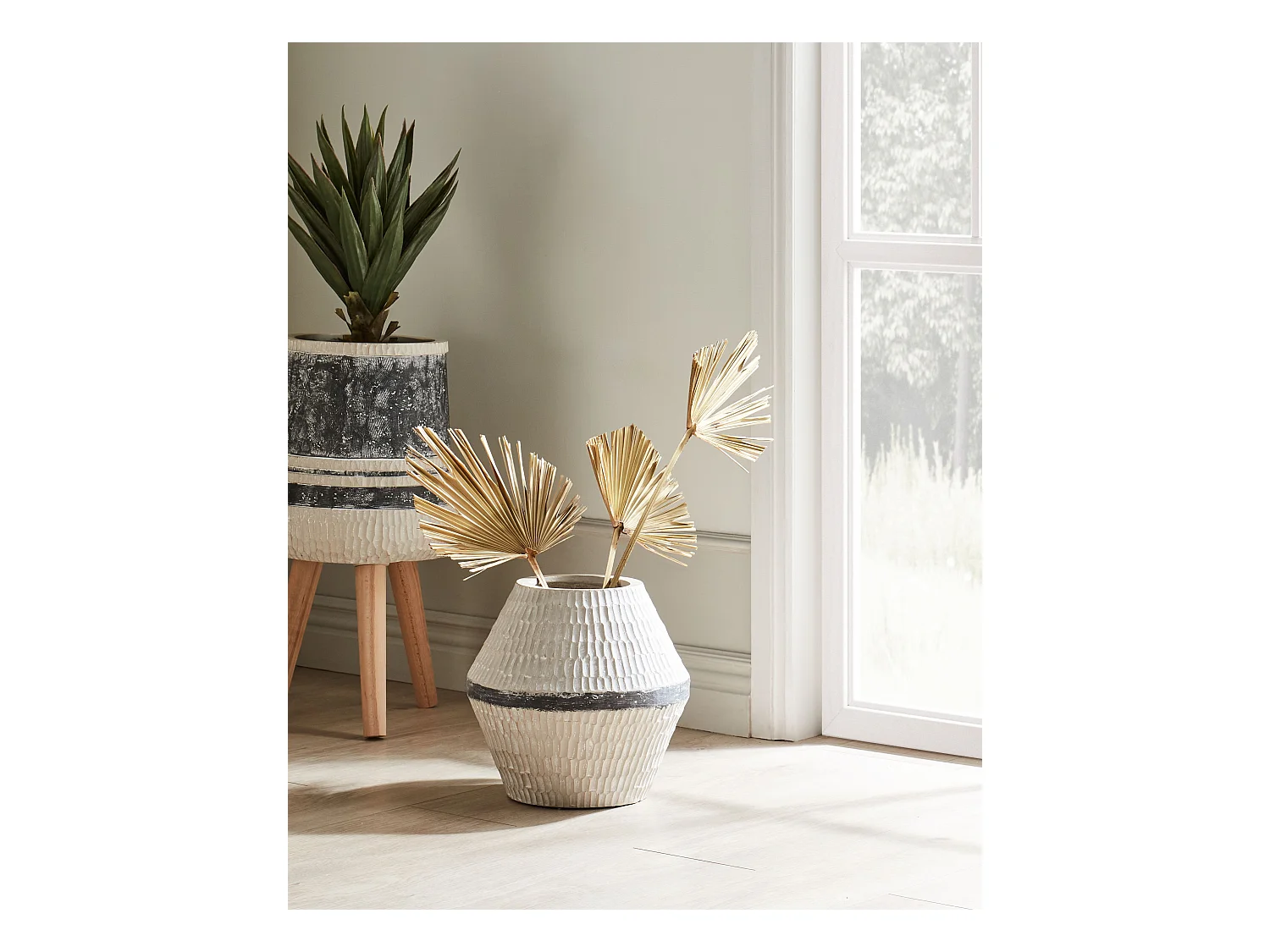 Bloemenvaas ARUNCUS Keramiek 30 cm Beige