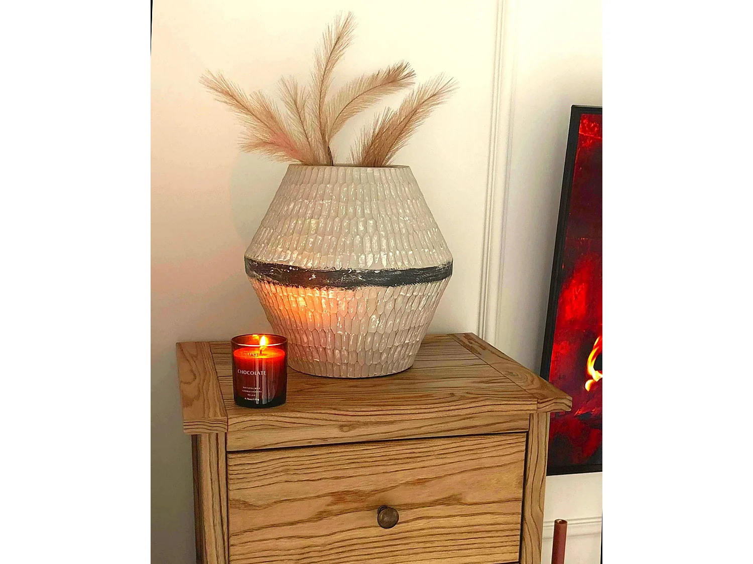 Vase à fleurs ARUNCUS Céramique 30 cm Beige