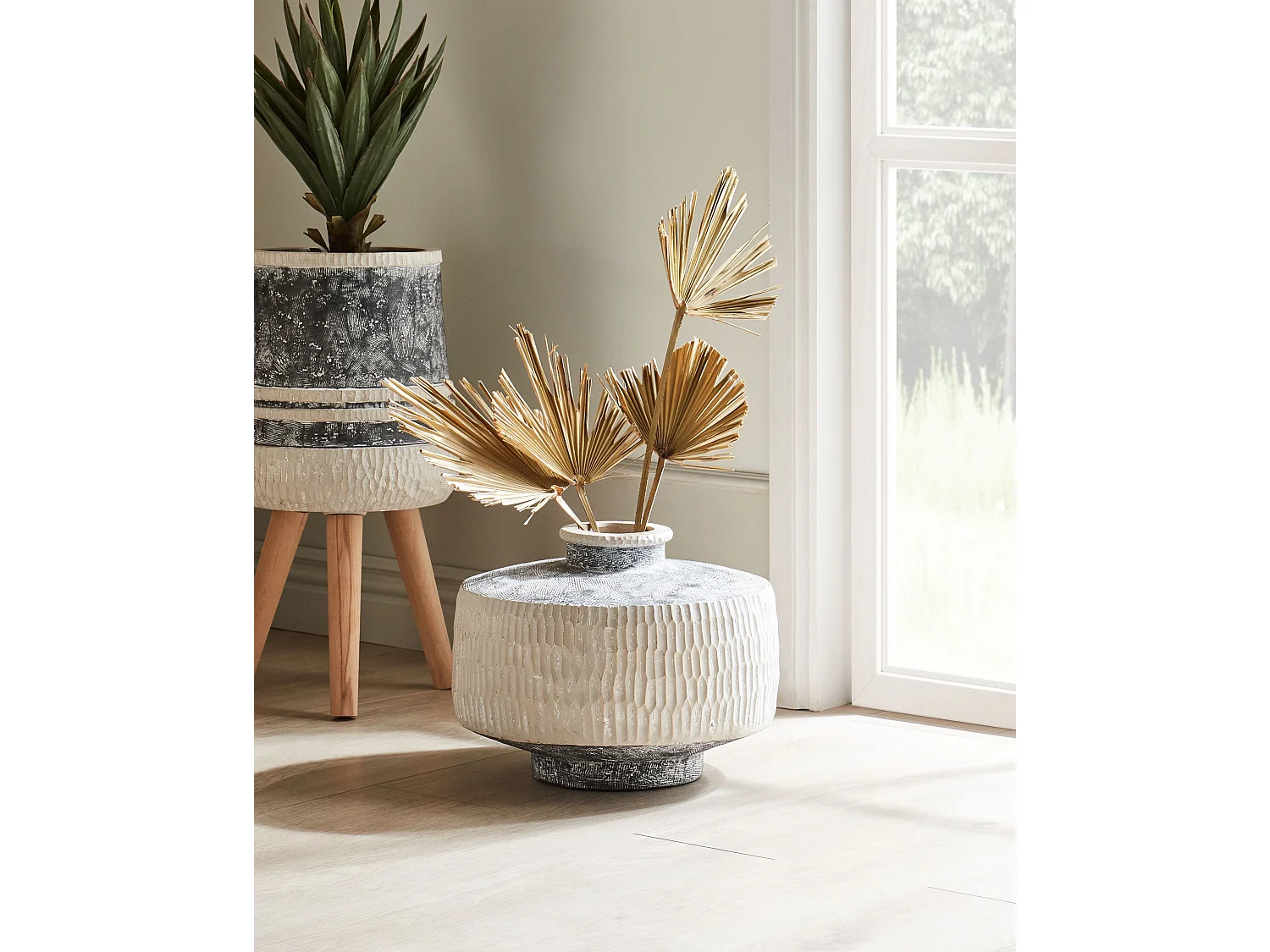 Vase à fleurs DEKSATI Céramique 32 cm Beige