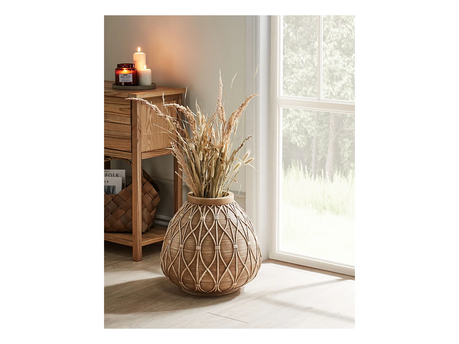 Jarrón para flores DOMOKOS Cerámica 38 cm Marrón claro