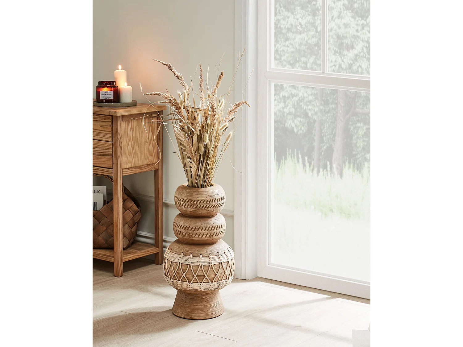 Jarrón para flores ALMIROS Cerámica 51 cm Marrón claro