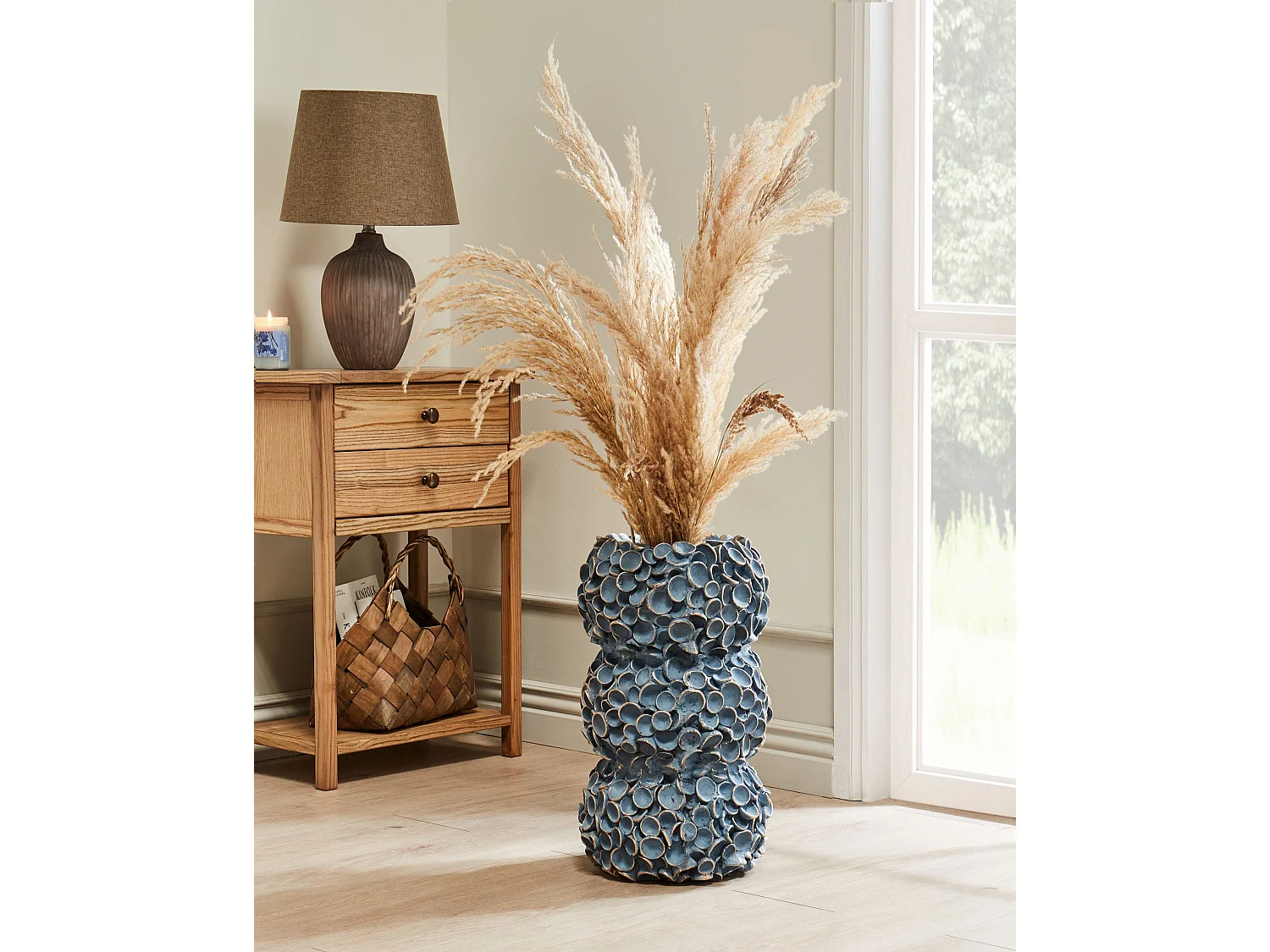 Vase à fleurs MUZAKI Céramique 52 cm Bleu