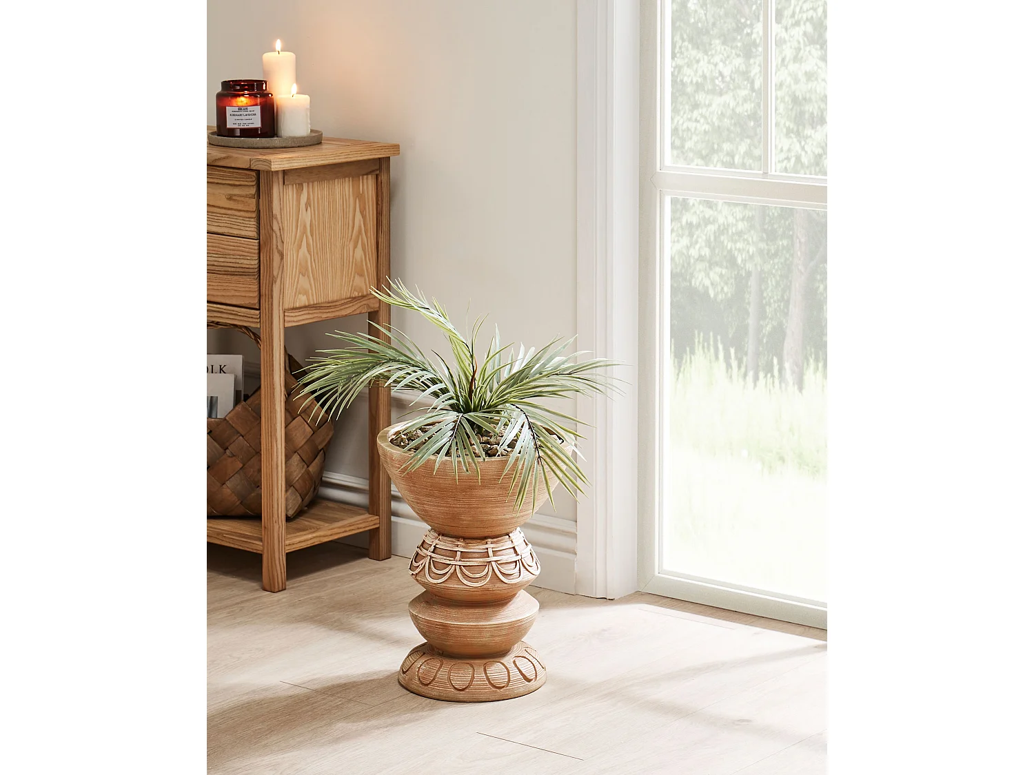 Blumenkübel DISPORUM Keramik 29 cm Hellbraun