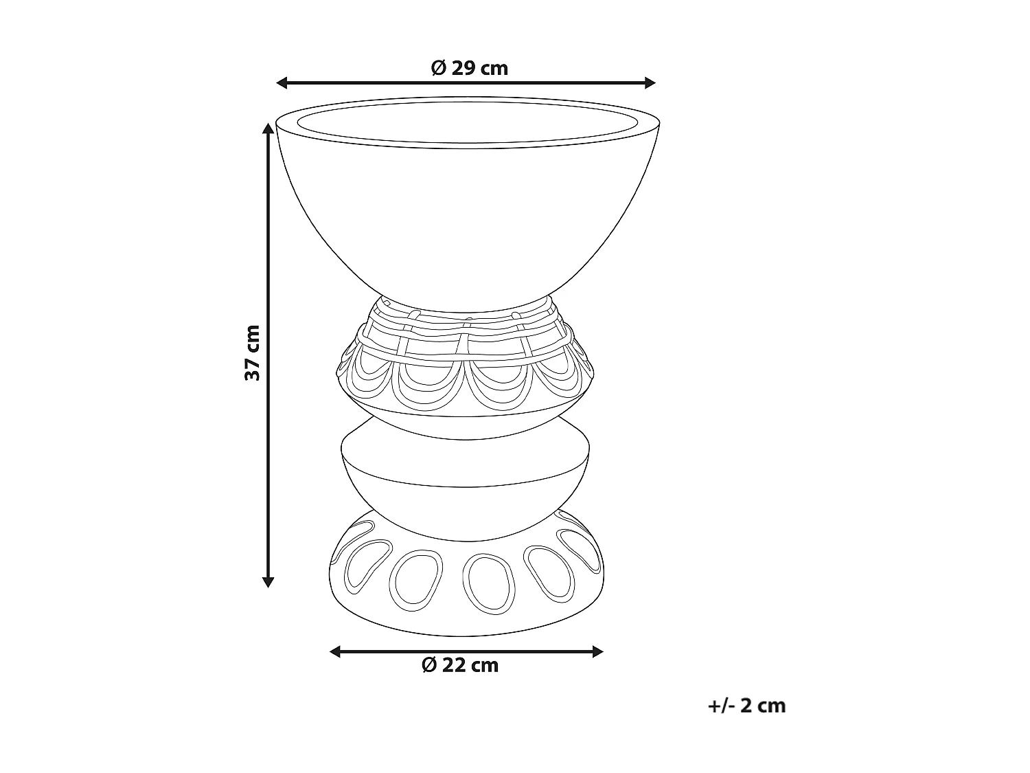 Blumenkübel DISPORUM Keramik 29 cm Hellbraun