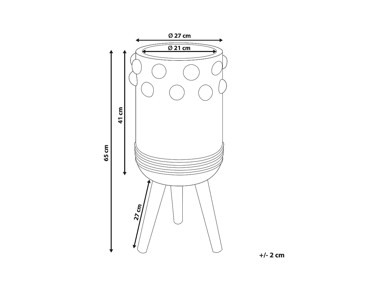 Blumentopf Magnesiumoxid sand beige / blau mit Holzbeinen Muster Bletilla