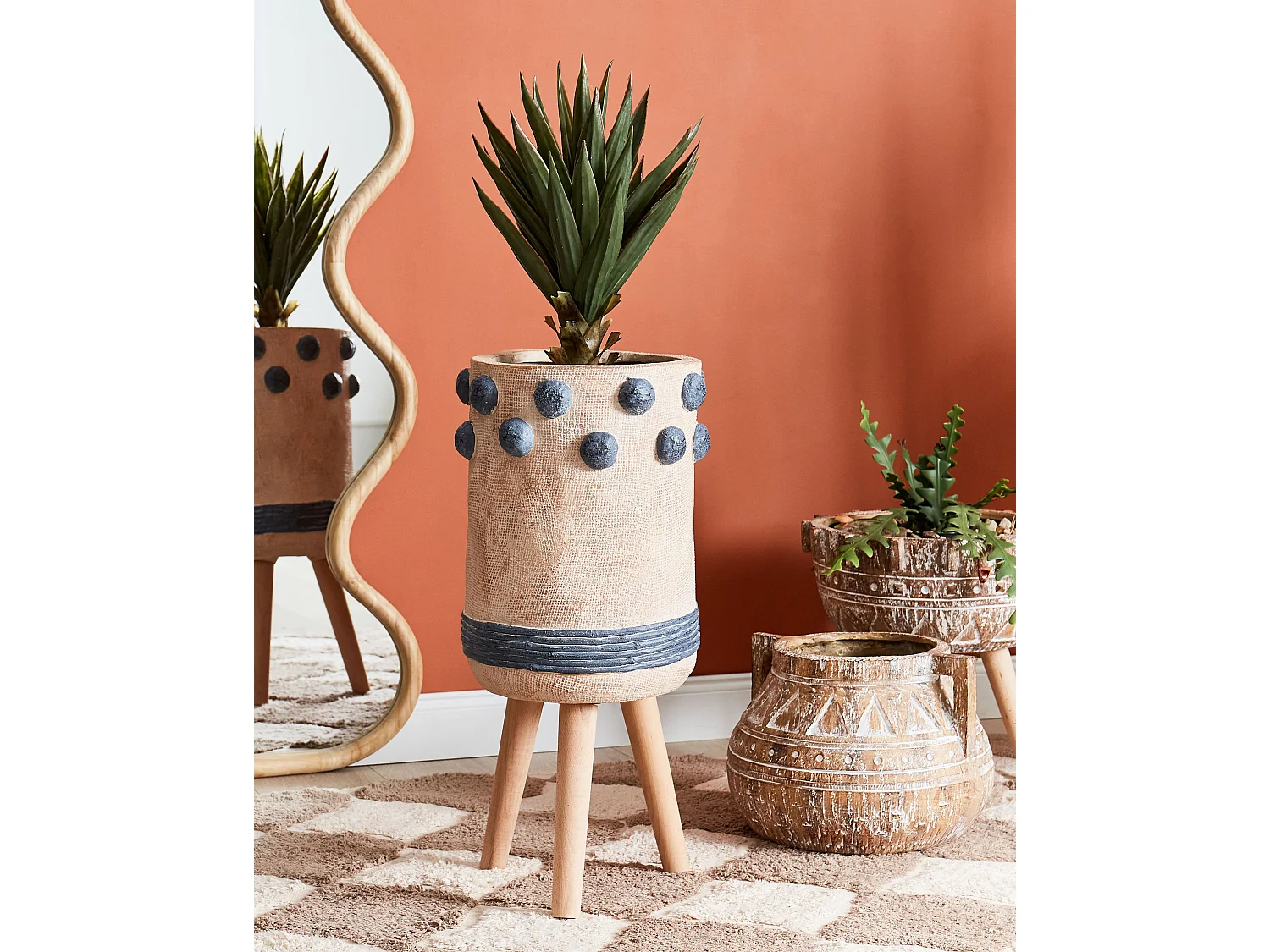 Vaso per piante rialzato BLETILLA Ceramica 27 cm Beige sabbia