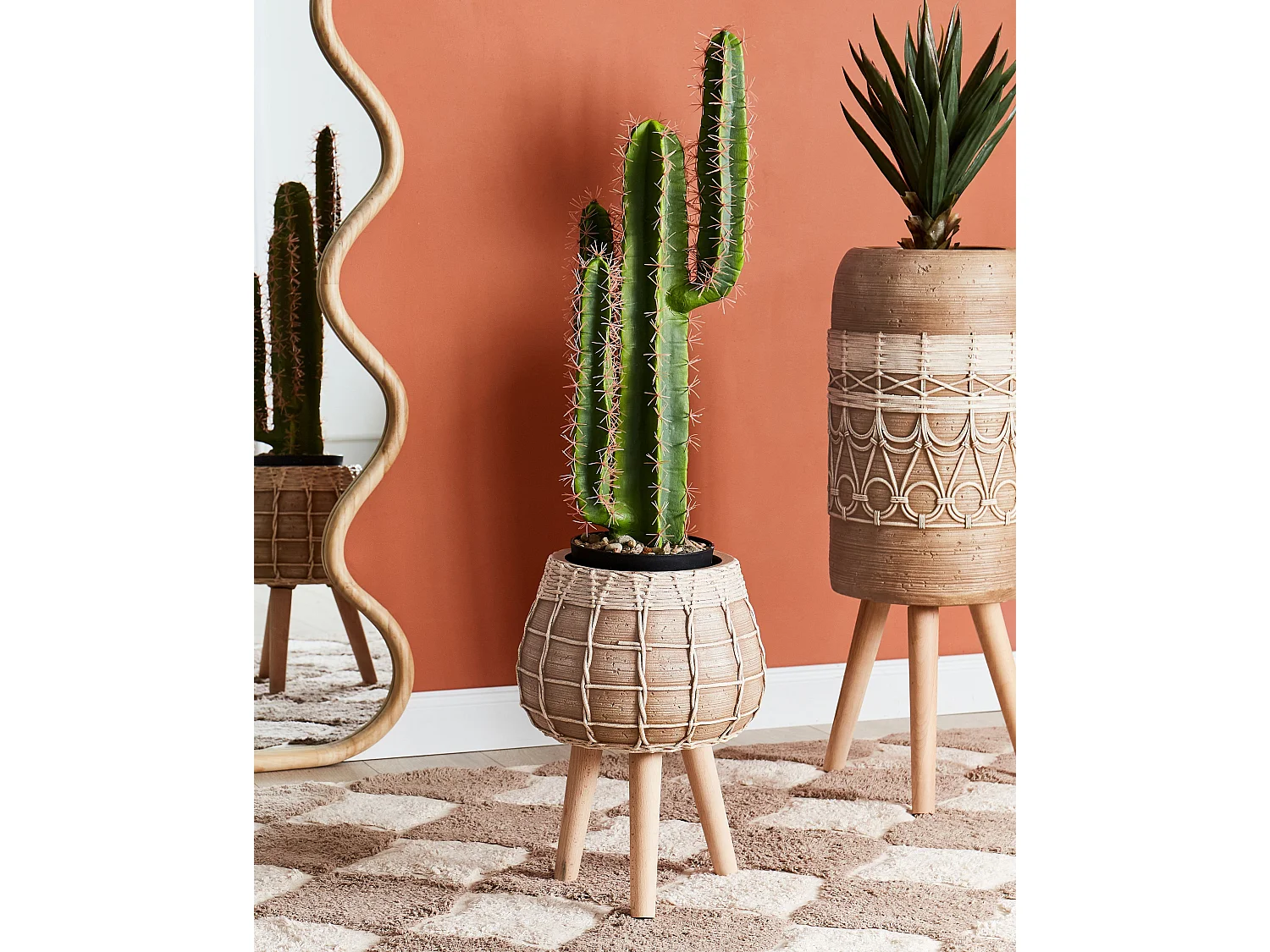 Verhoogde bloempot DARMERA Keramiek 30 cm Lichtbruin