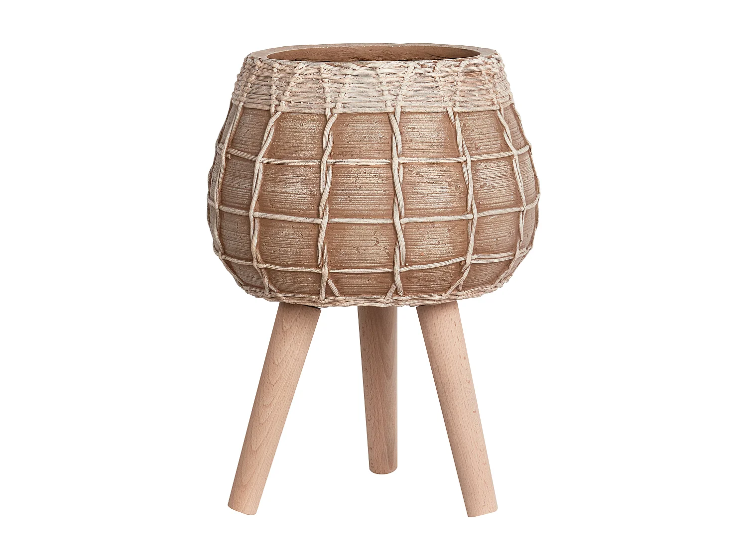 Vaso alto para plantas DARMERA Cerâmica 30 cm Castanho claro