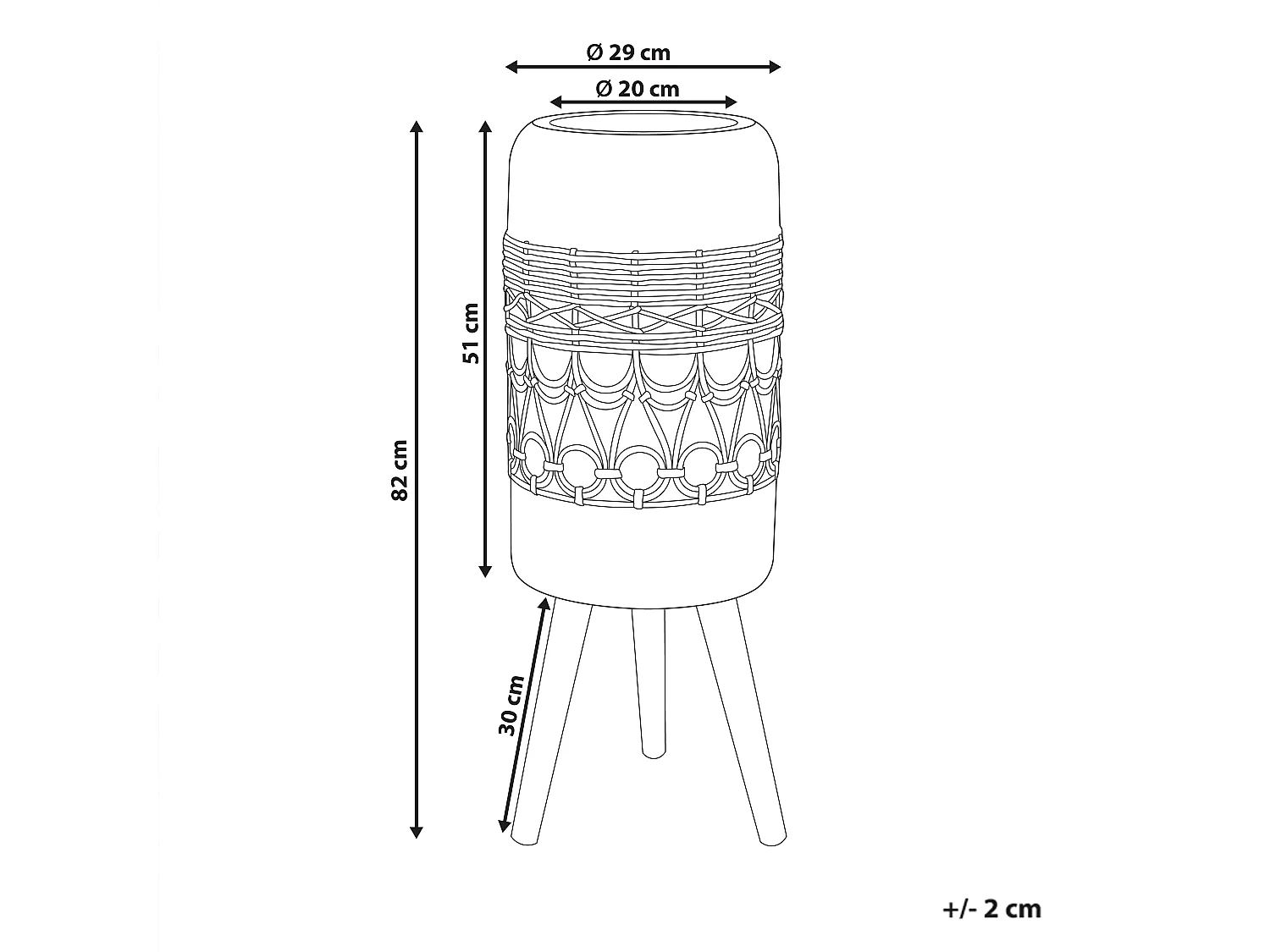 Blumentopf mit Beinen DRYOPTERIS Keramik 29 cm Hellbraun