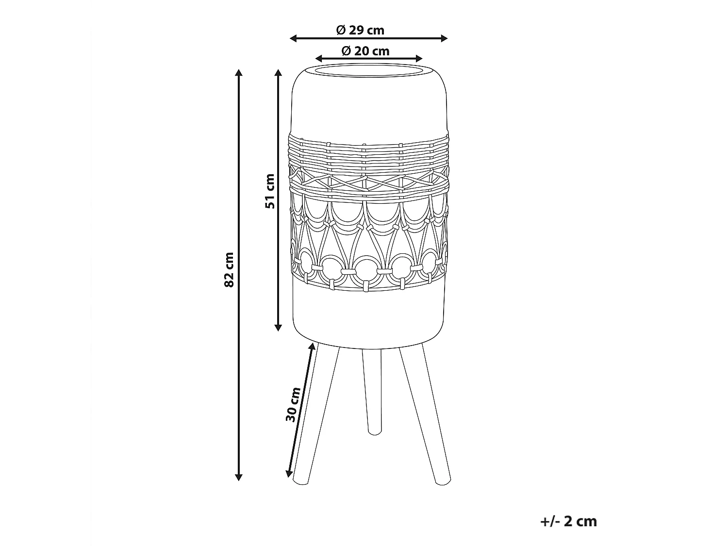 Blumentopf mit Beinen DRYOPTERIS Keramik 29 cm Hellbraun