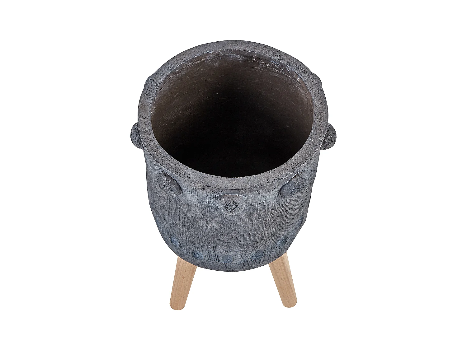 Blumentopf Magnesiumoxid graphit grau mit Holzbeinen Muster Brunnera