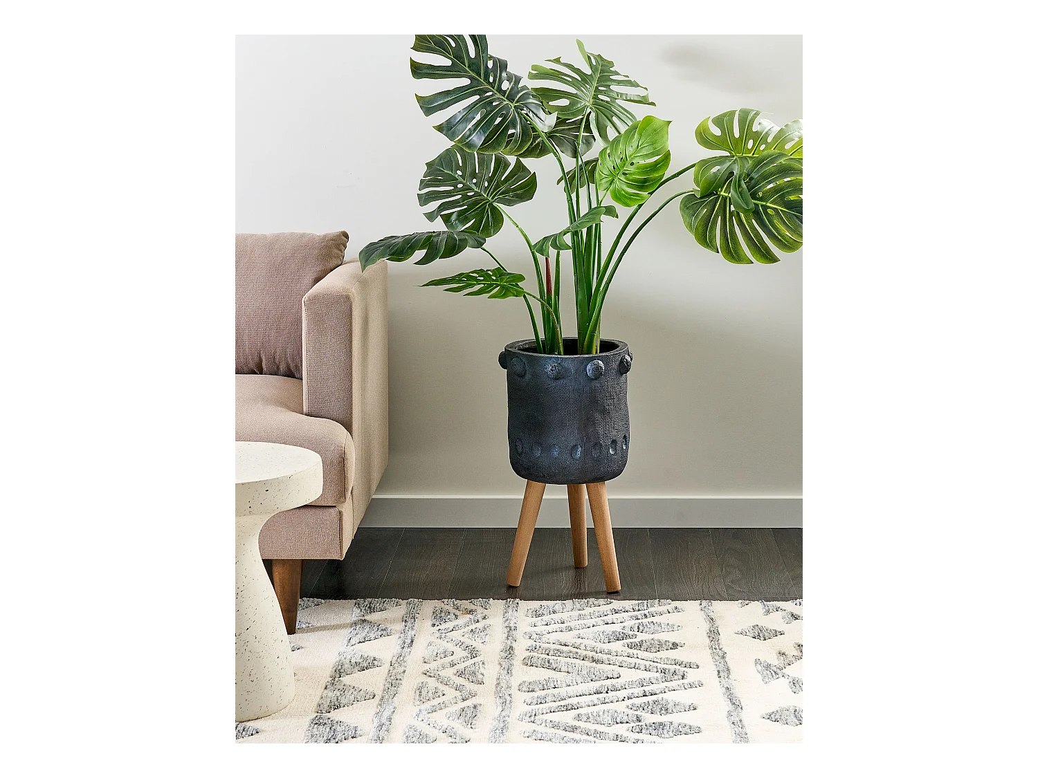 Cache-pot sur pied BRUNNERA 24 cm Gris graphite