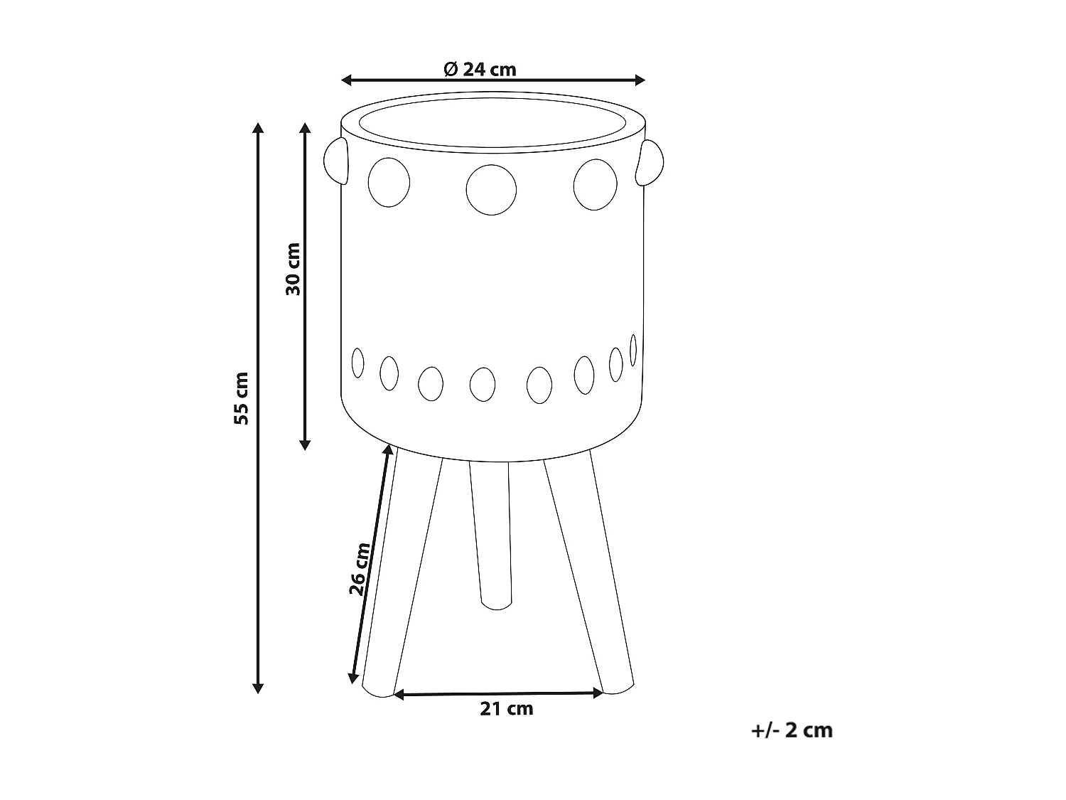 Cache-pot sur pied BRUNNERA 24 cm Gris graphite