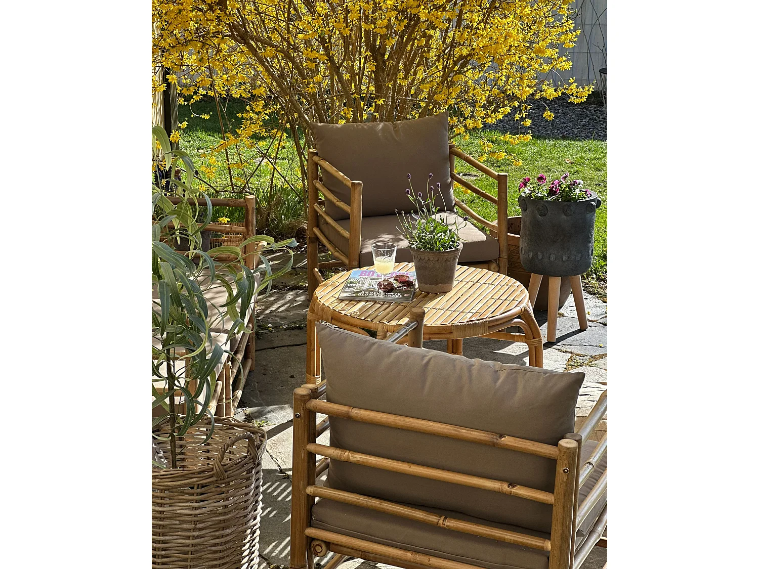 Vaso per piante rialzato BRUNNERA Ceramica 24 cm Grigio grafite