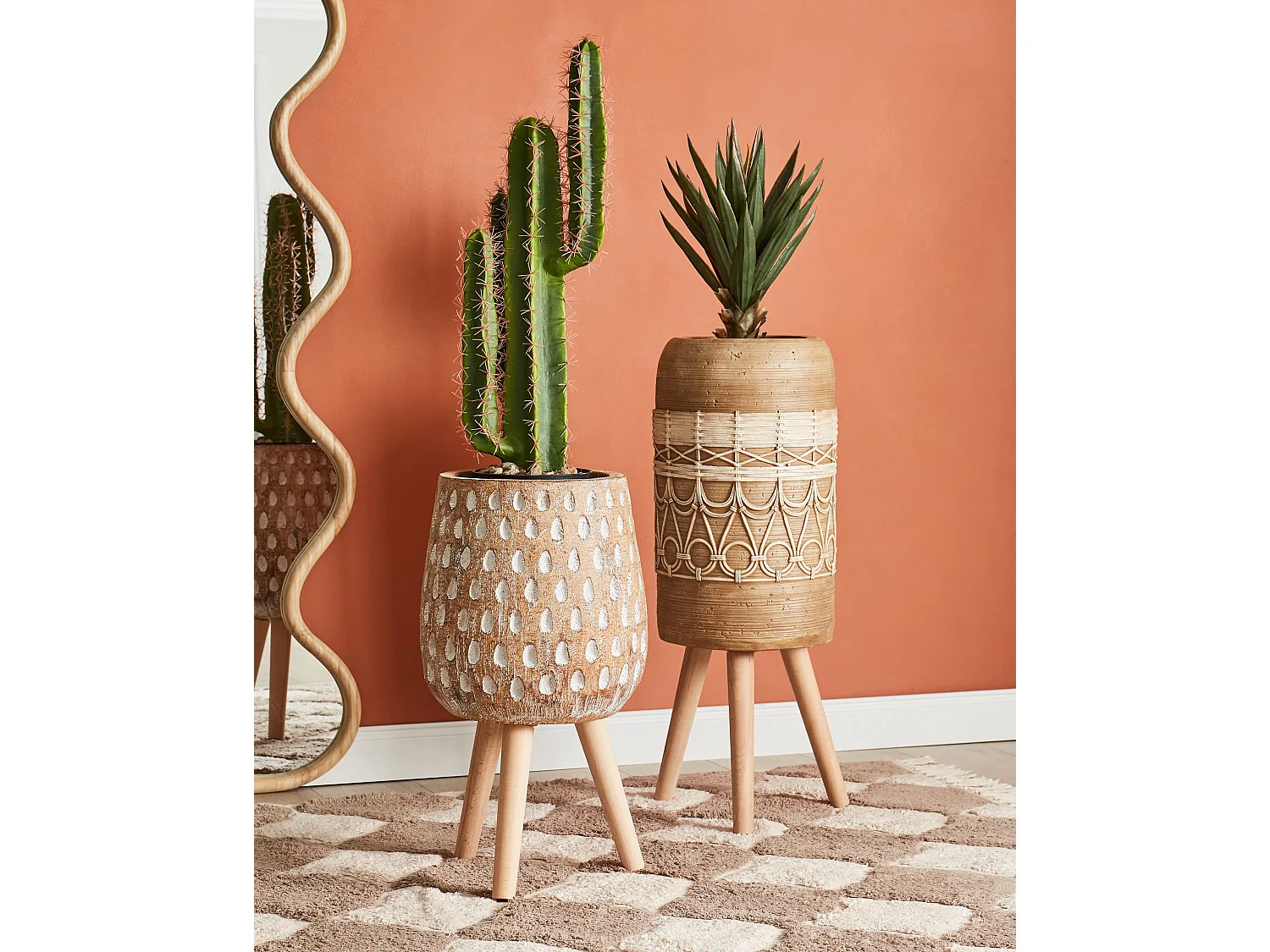 Vaso per piante rialzato ASCLEPIAS Ceramica 27 cm Marrone chiaro