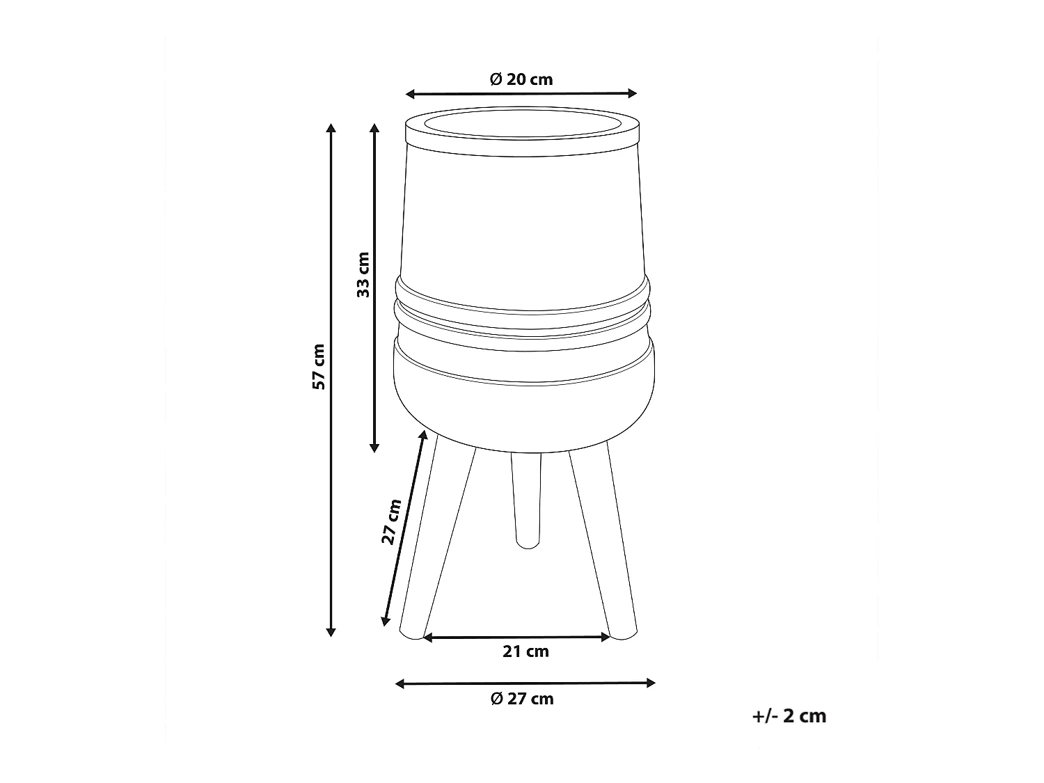 Cache-pot sur pied ARISAEMA 27 cm Gris