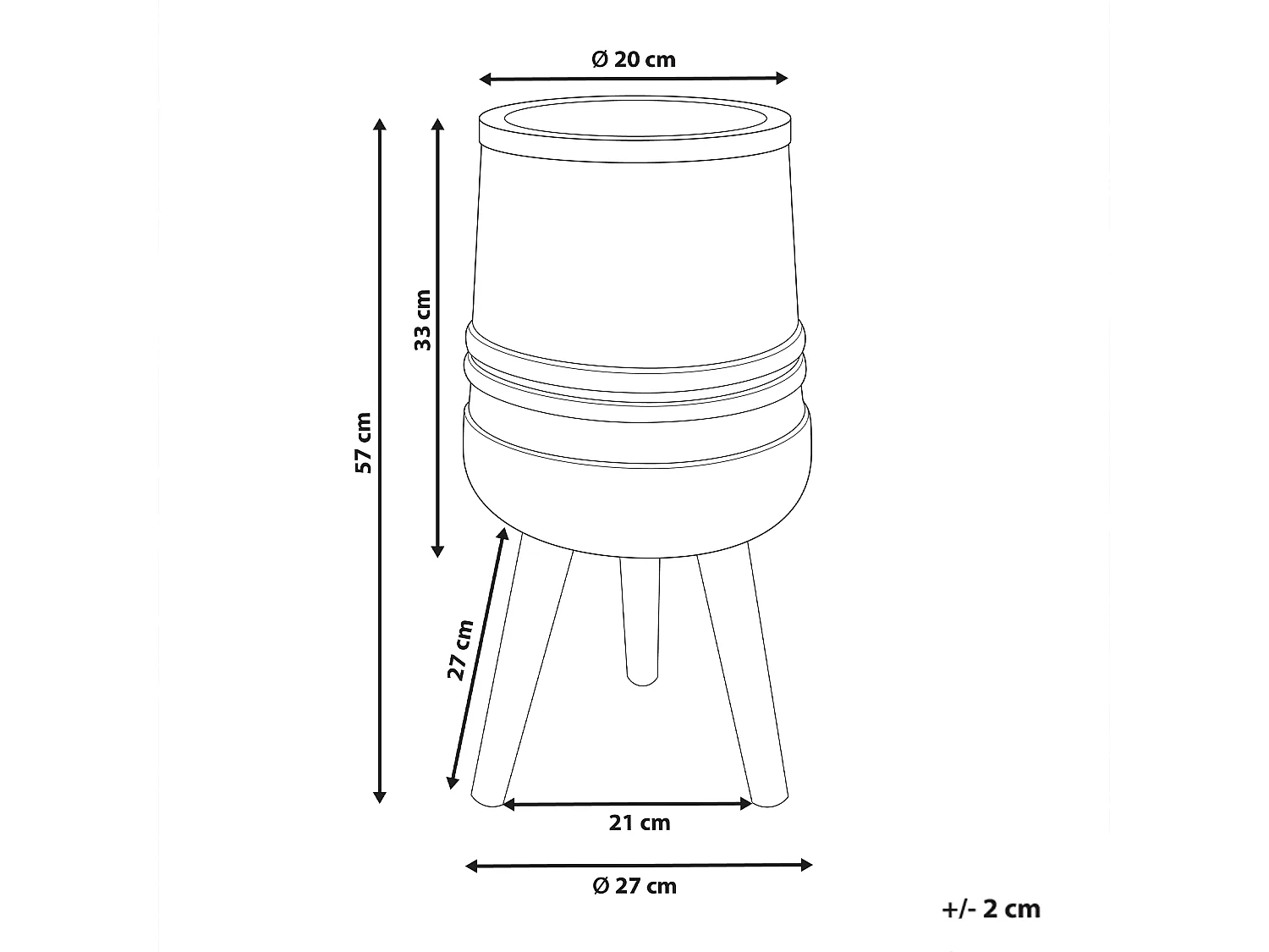 Cache-pot sur pied ARISAEMA 27 cm Gris