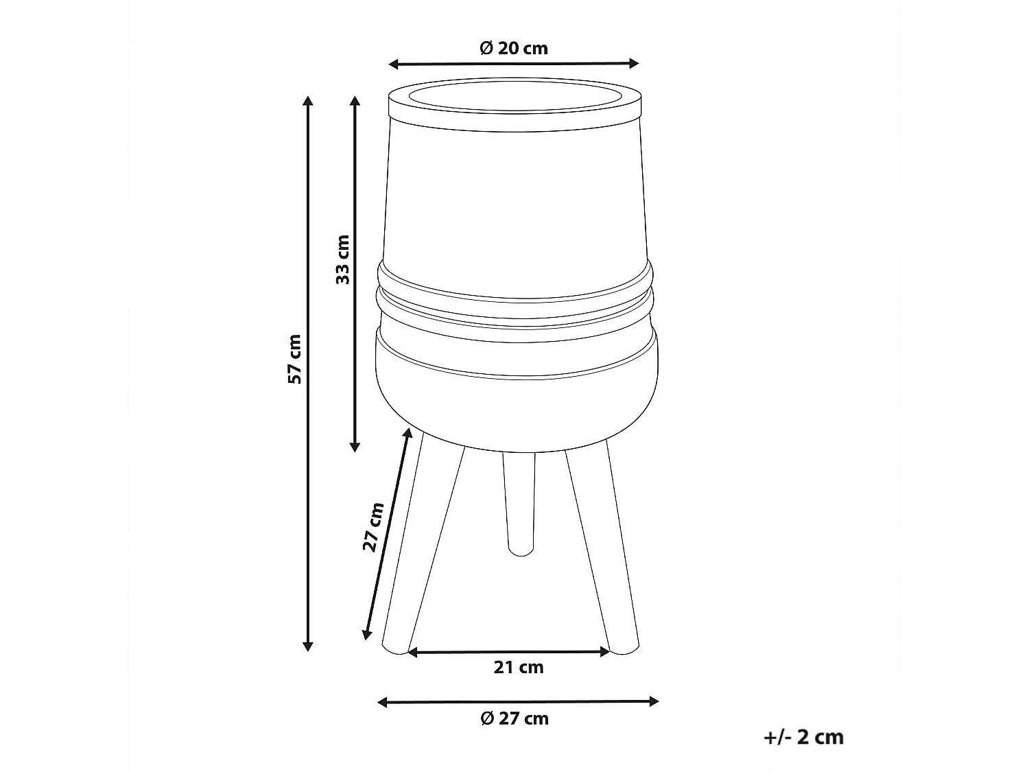 Vaso alto para plantas ARISAEMA Cerâmica 27 cm Cinzento