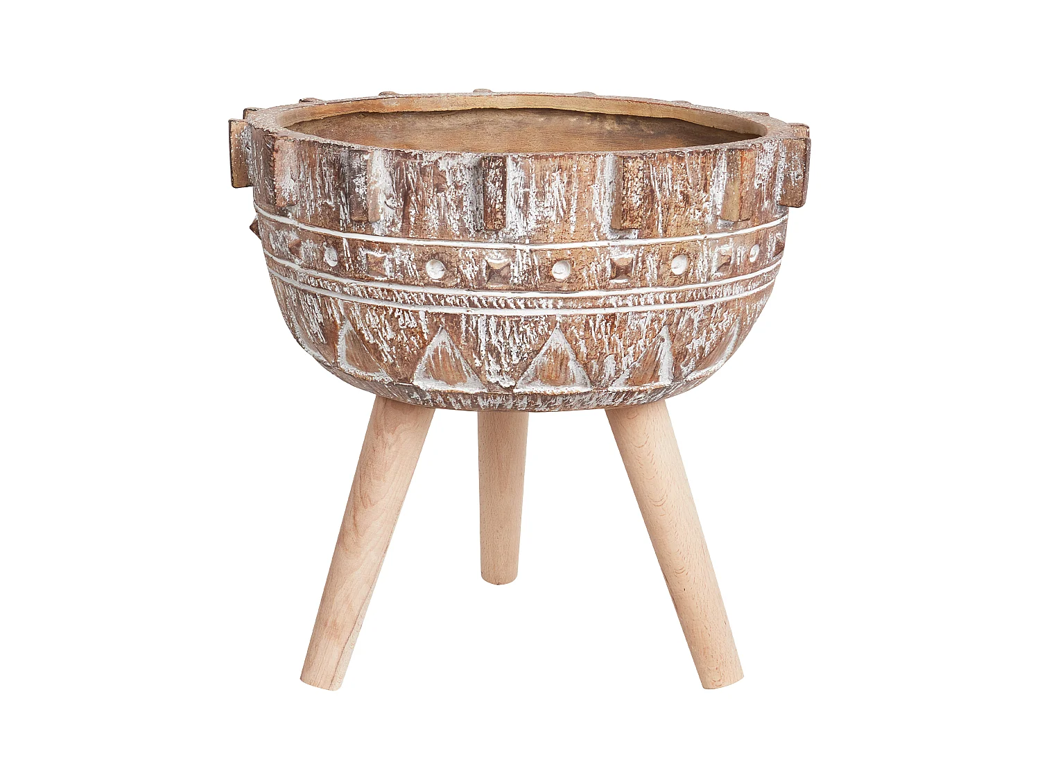 Cache-pot sur pied ASPLENIUM 37 cm Marron clair