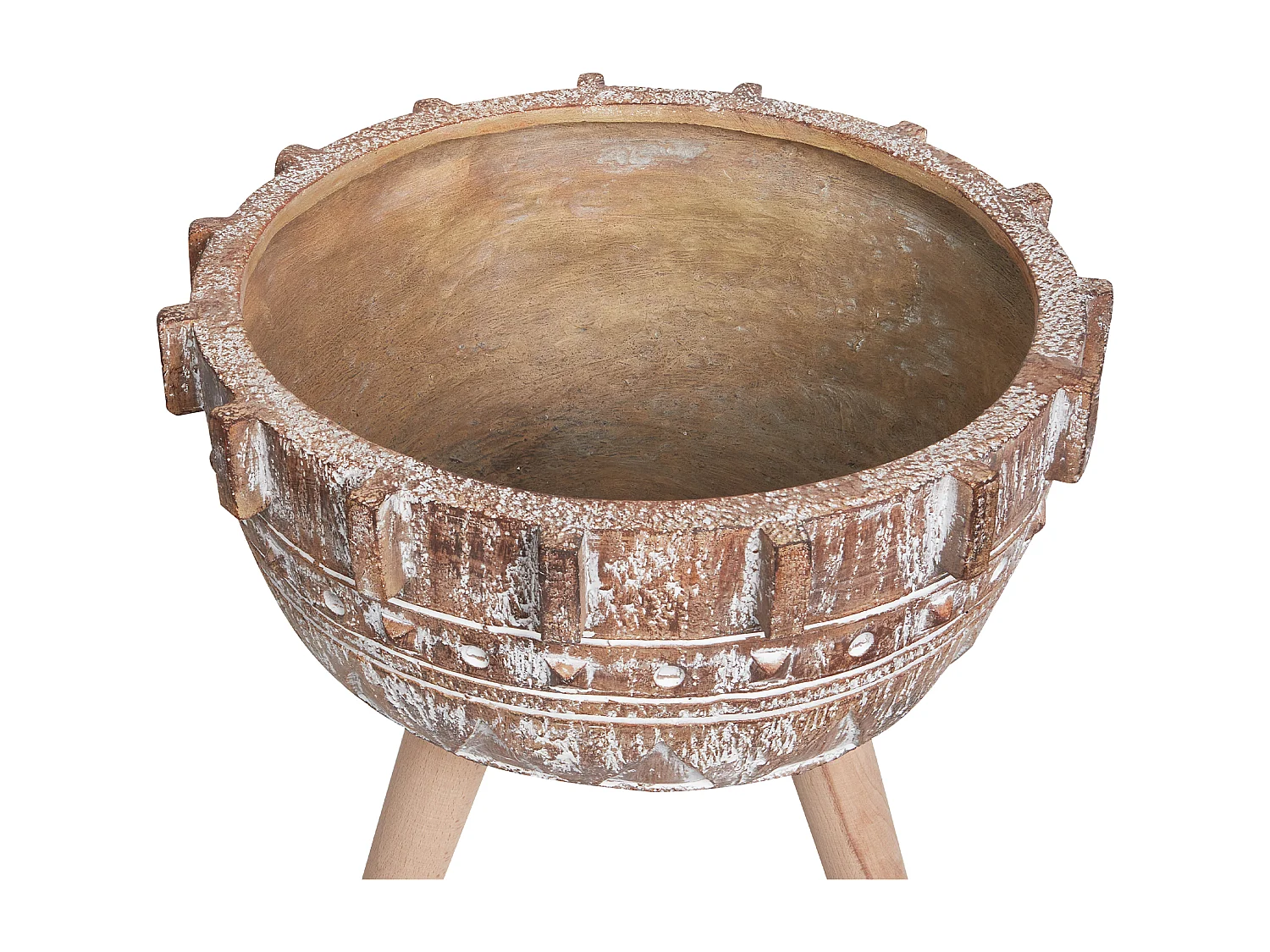 Cache-pot sur pied ASPLENIUM Céramique 37 cm Marron clair
